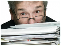 graphic of man peaking over stack of file folders