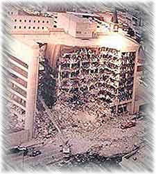 image of destroyed Alfred P. Murrah Federal Building after it was bombed on April 19, 1995
