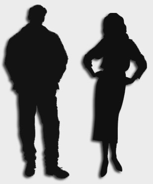 siluottes of a man and woman body shape and size