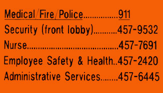 image of emergency phone number sticker for Albany main office