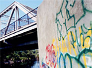 image of grafitti on New York State DOT bridge