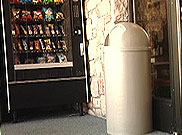 image of vending machines and trash can at rest area